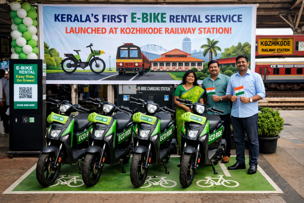 Kerala’s first e-bike rental service launched in Kozhikode railway station
