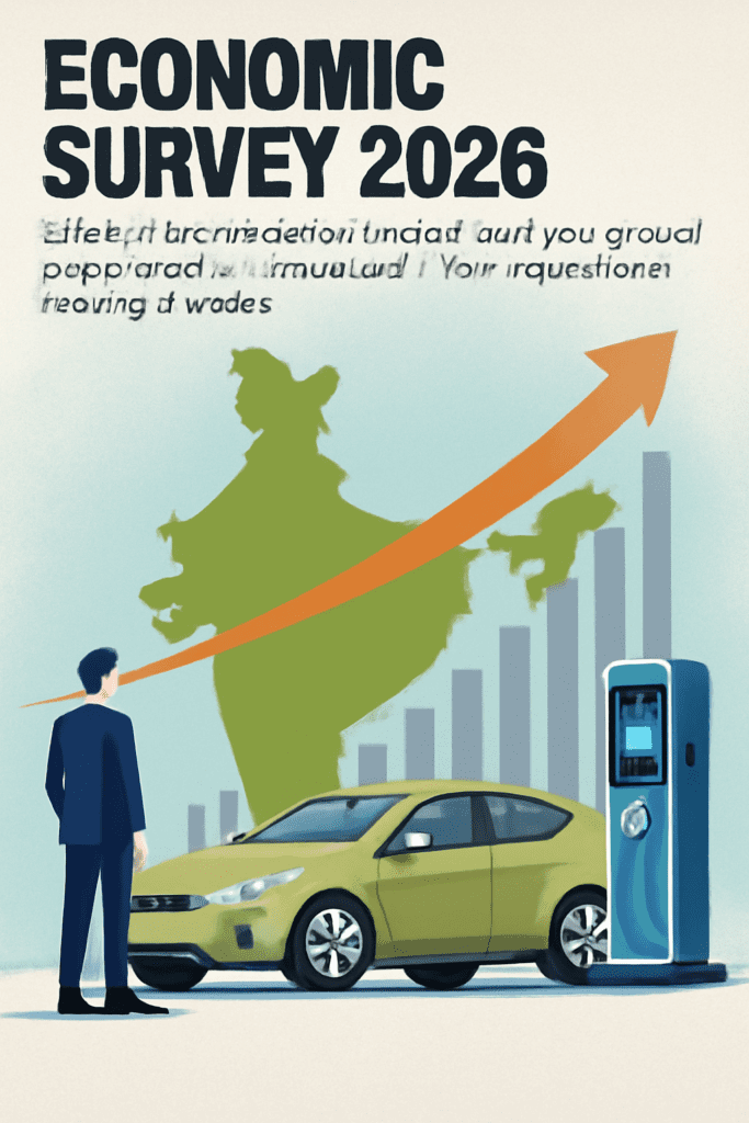 Economic Survey 2026: India’s electric vehicle market posts 63% annual growth over six years, with FY25 registrations nearing 2 million